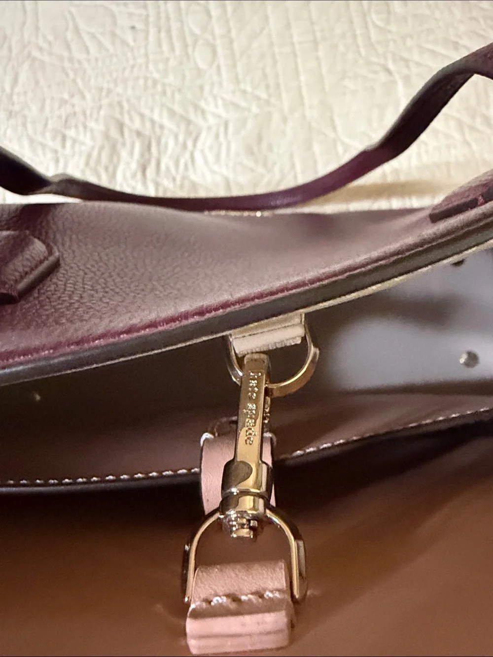 kate spade pebbled leather burgundy tote